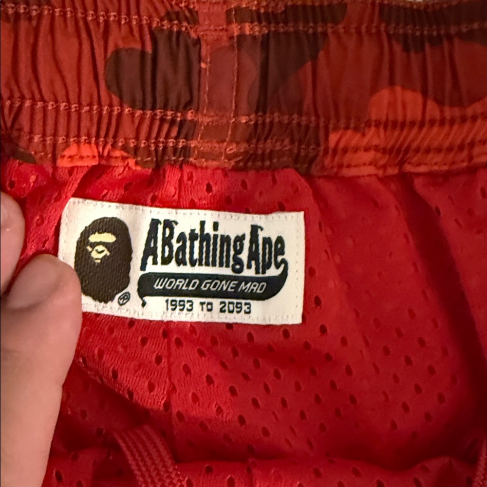 Bape Red and Black Camo Board Shorts - Picture 4 of 6